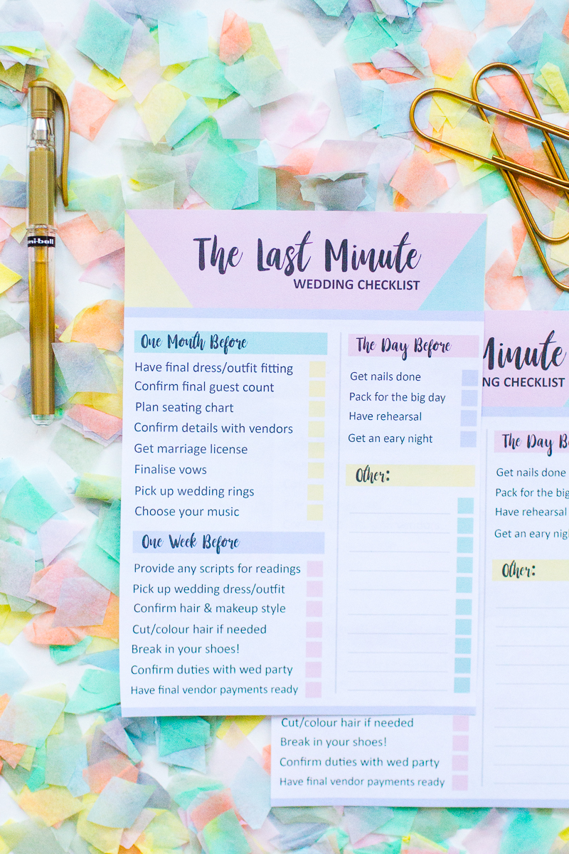 Free wedding checklist template